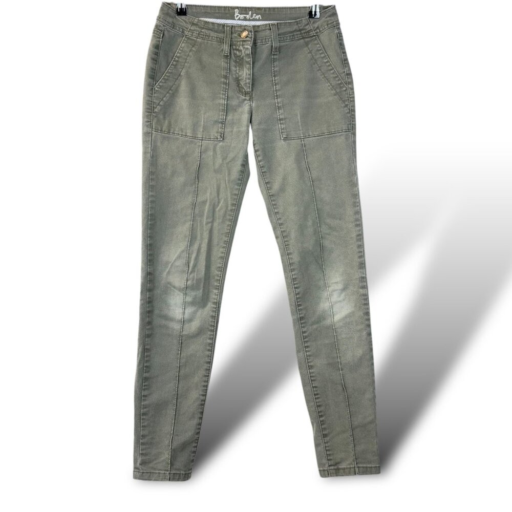 Boden Pants Womens Sz US4/UK8 Olive Green Twill Skinny Leg Utility